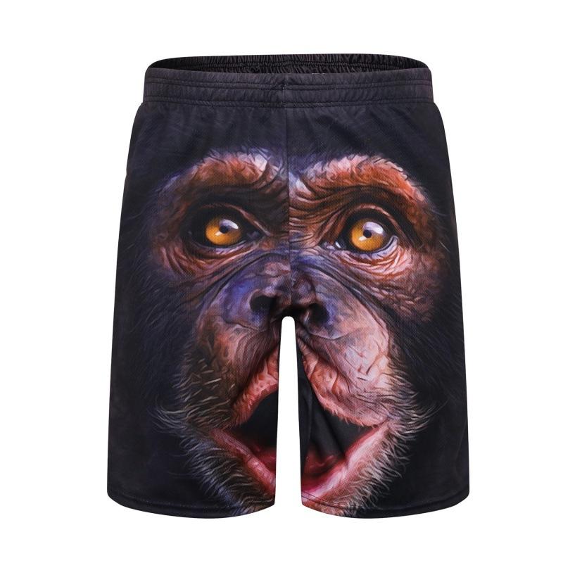 Summer 3D Animal Monkey Pattern Print Shorts Fashionable Casual Beach Men's Shorts