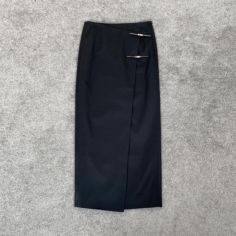 [Clearance, no refunds] New Chinese Style Wool Suit Jacket with Color-Matched Design and Buttoned Skirt