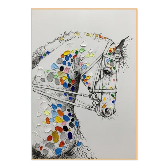 Classic Modern Black Horse Orange Horse Racing Canvas Painting Wall Art Riding Woman Wall Pictures for Living Room Home Decor