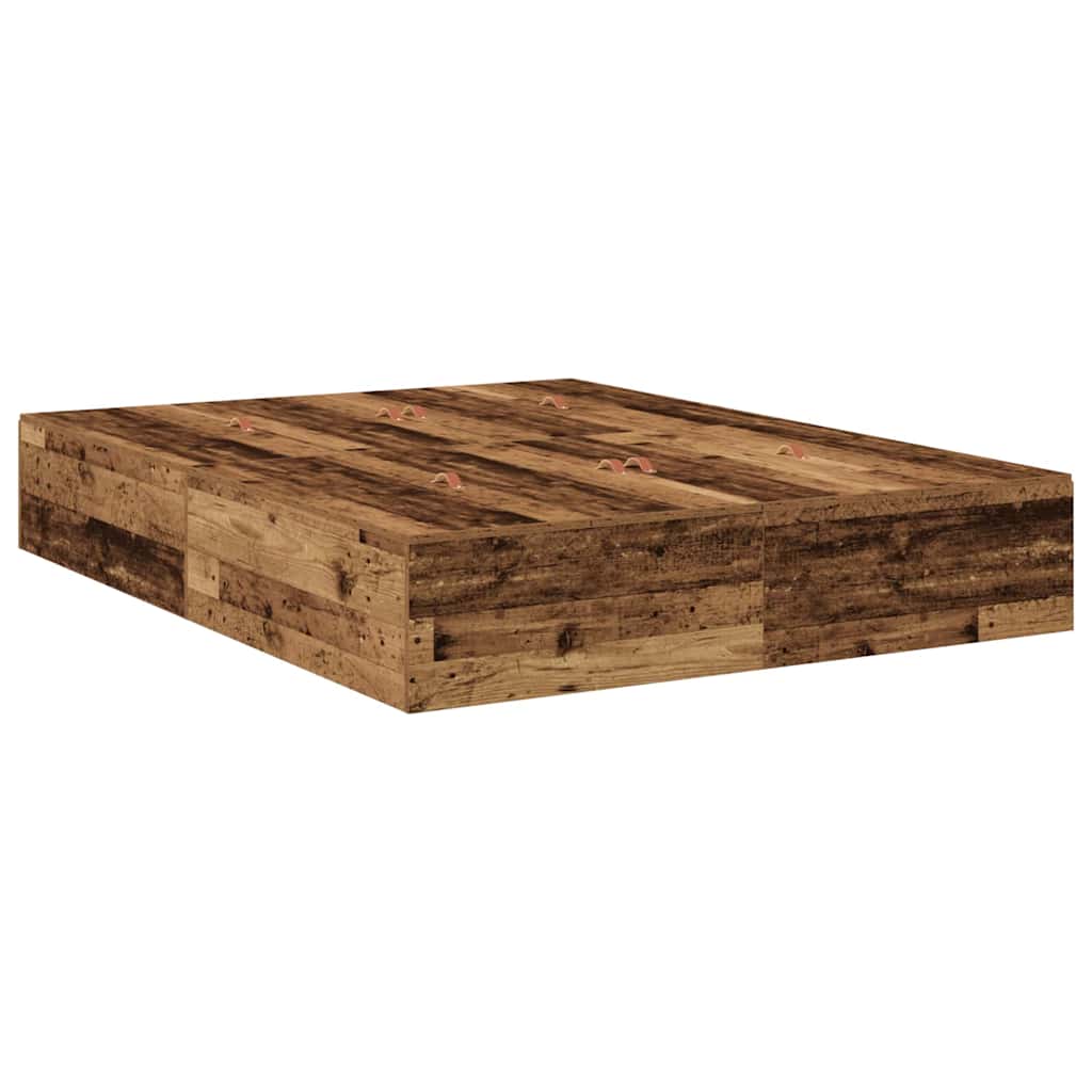 Storage Bed Frame Reclaimed Wood Style 135 x 190 cm Engineered Wood