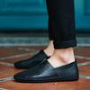Men's Hollowed Out Leather Shoes Handmade Flat Moccasin Slip Into One Stirrup Casual Boat Shoes