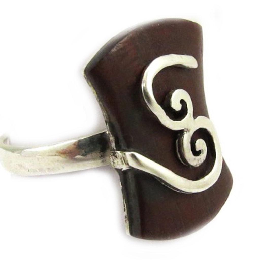 Silver 'Amazonia' Wood Ring