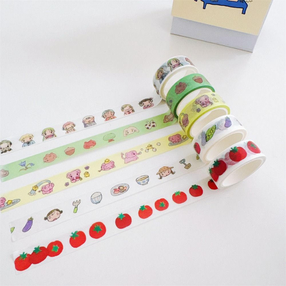 Tearable Washi Tape Cartoon Pattern Journal Tape Creative DIY Craft Tape Journaling