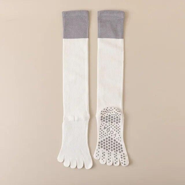 

Женские носки для йоги с пятью пальцами, пилатес, профессиональные силиконовые противоскользящие спортивные носки для фитнеса, однотонные хлопковые гольфы, чулки One size