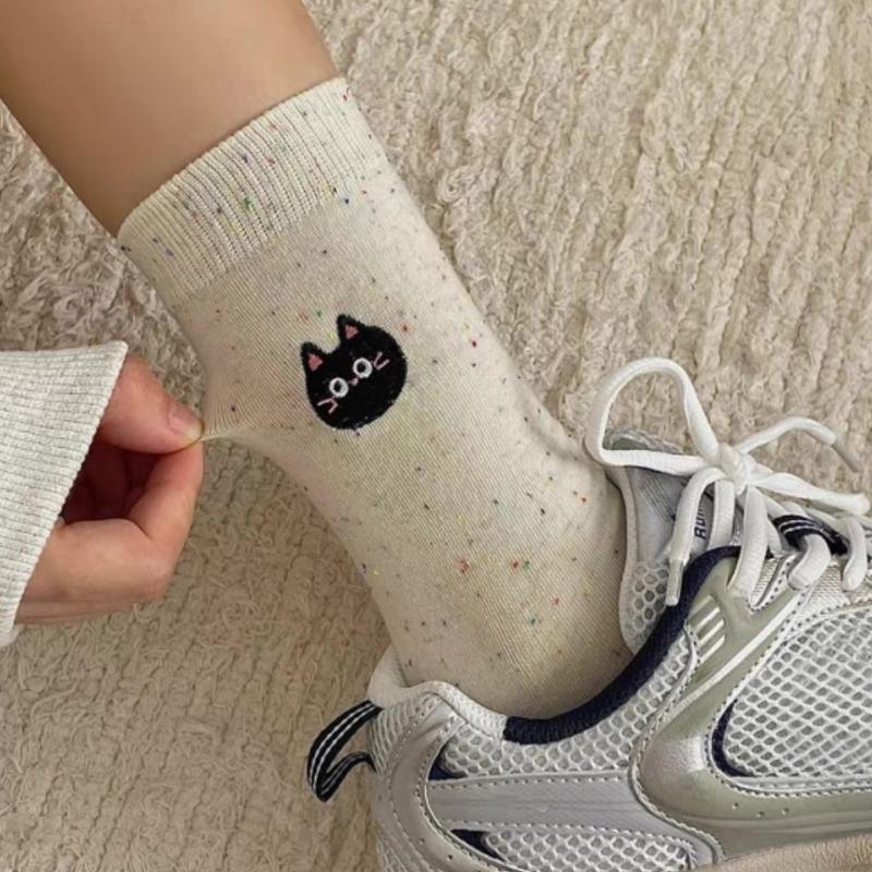 1/4Pairs Kawaii Cartoon Cat Socks Winter Women Girls Warm High Quality Fashion Middle Tube Socks Soft Comfortable Cotton Socks
