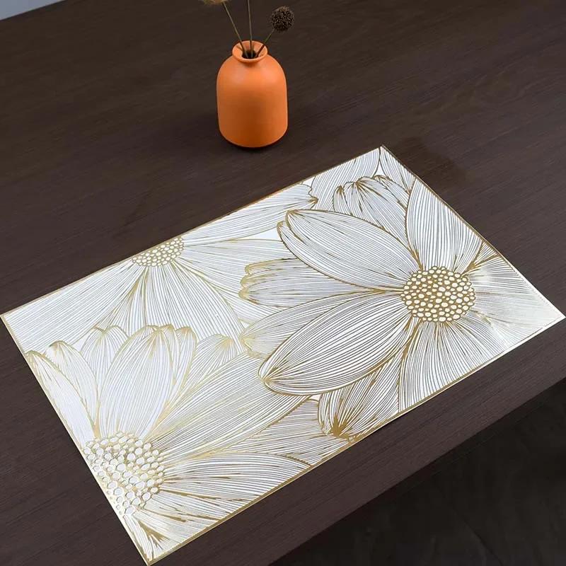 PVC Blumen Platzset Bunter Floraler Untersetzer Hitzebeständige Matte Hochzeitsfeier Deko Heimküche Esstisch Dekoration