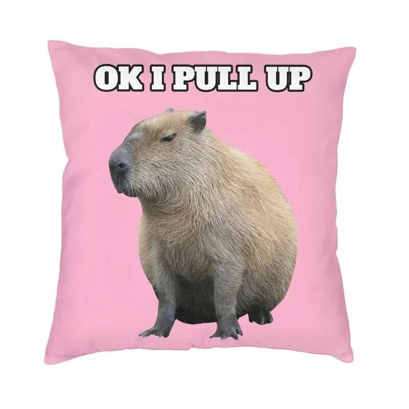 Capybara Try Eating Cushion Cover Nordic Pillow  for Car Sofa Printed