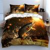 Fishing Theme Decorative Set Canvas Soft Comfortable Duvet Cover Bedding Set Included 1*Duvet Cover & 2*Pillowcases, Gift