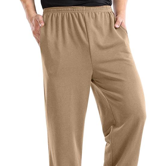 Men's Cotton Blend Pants Elastic Waist Sports Casual Trousers Solid Color Loose Jogging Trousers for Daily Wear Running