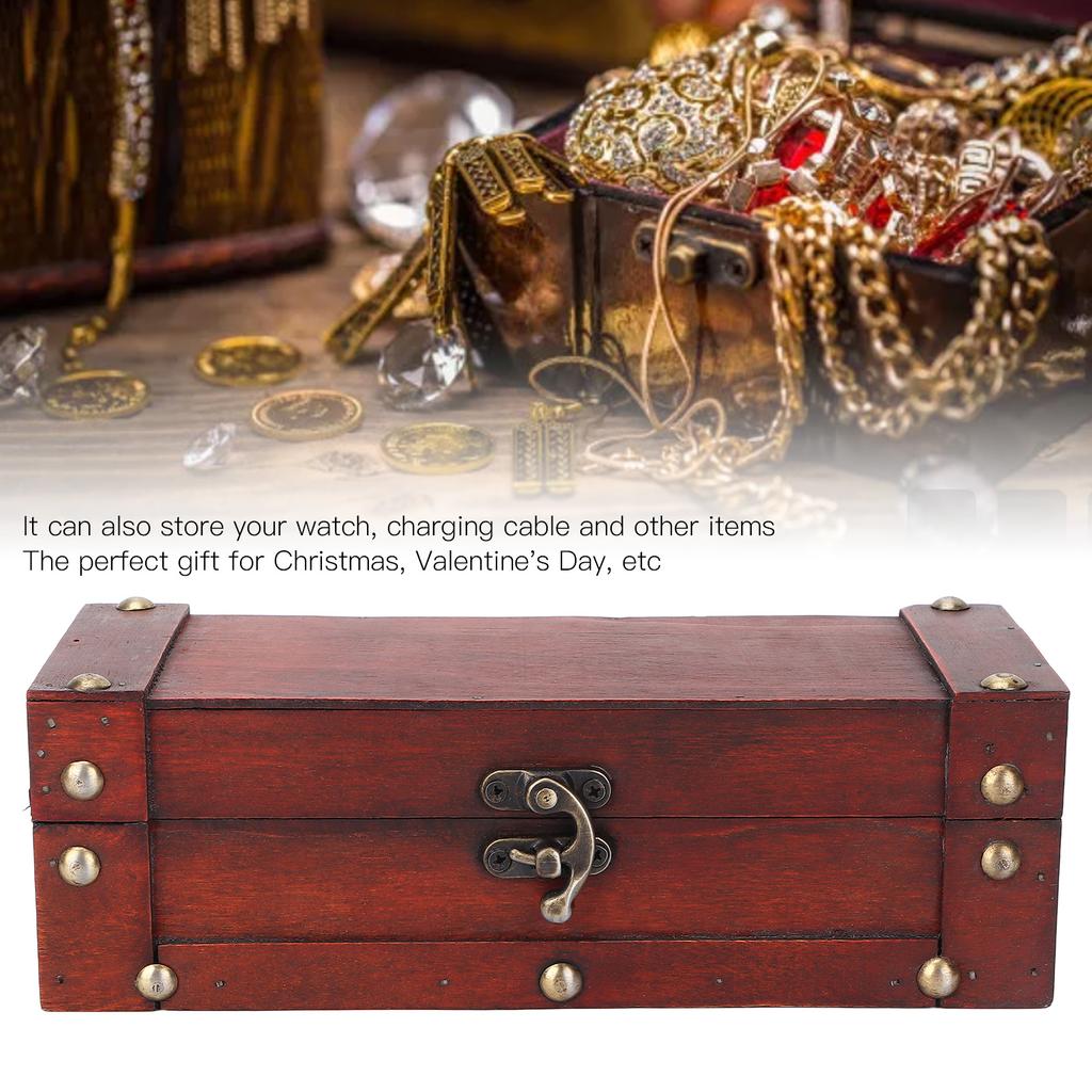 Retro Jewelry Box Wooden Alloy Buckle Antique Storage Case for Necklace Earrings Watches