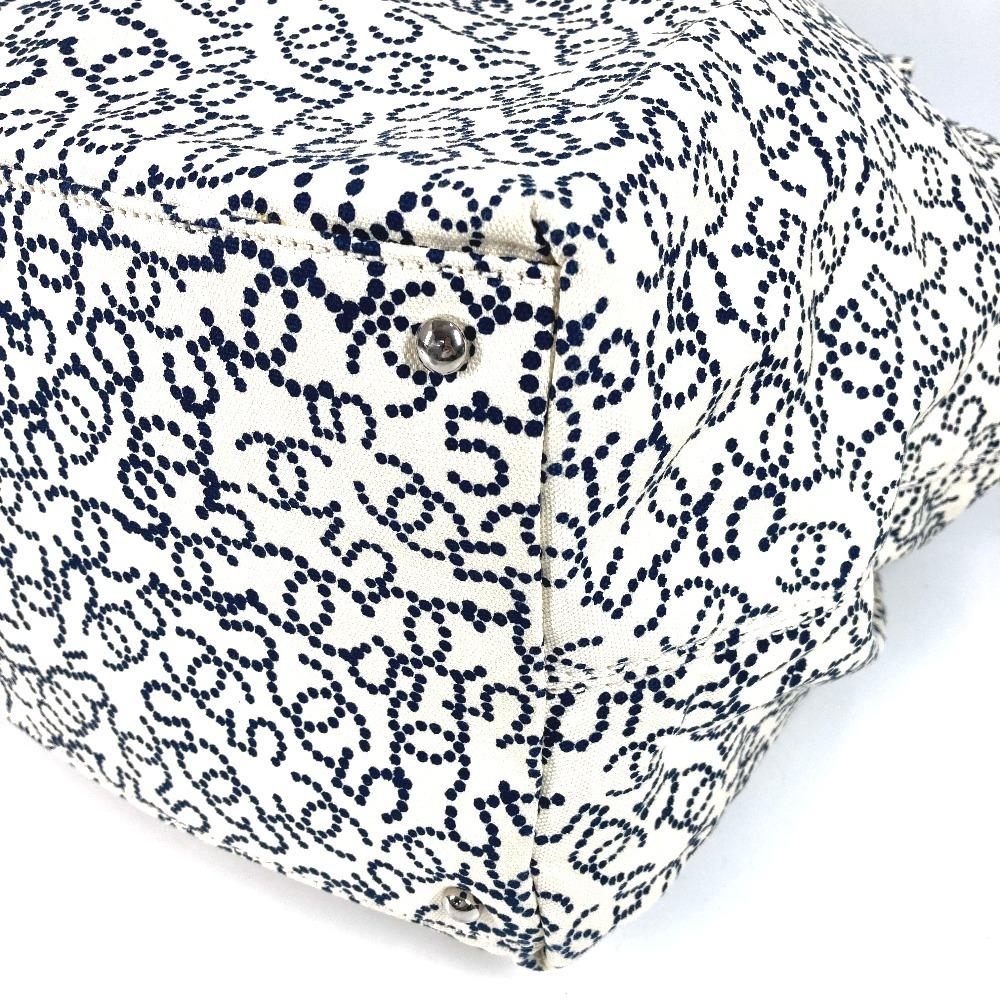 CHANEL Arabesque Bag Tote Bag Hand Bag Canvas White/Dark Navy Based