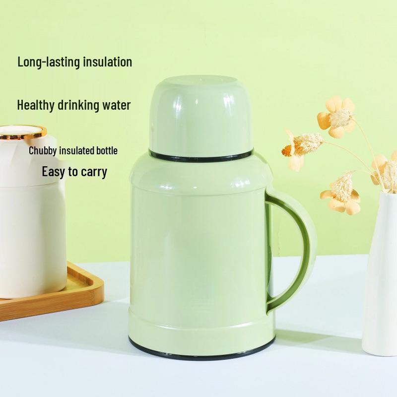Household Thermos Flask: Large Capacity, Portable Thermal Insulation, Cold/Heat Retention, Available in White, Orange, Green.