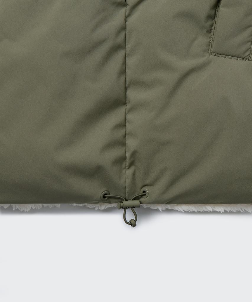 Musinsa Standard Daily Puffer Reversible Fleece Short Padded Jacket [Khaki/Cream]