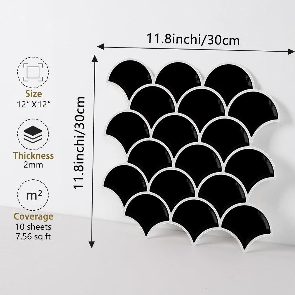 Self-adhesive 3D Wall Tile Fish Scale PVC Wall Sticker Waterproof Mold Resistant Kitchen Backsplash For Kitchen Bathroom
