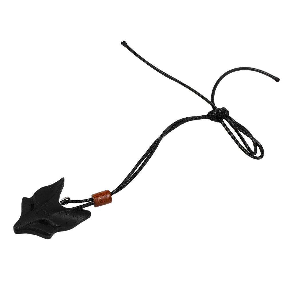 Pendant Necklace Length PU Leather Cord Wooden Black Pendant Necklace