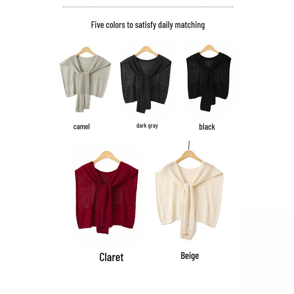 Korean Style Lightweight Knit Bolero Shawl for Women - Versatile Shoulder Cover for Spring, Summer, and Autumn