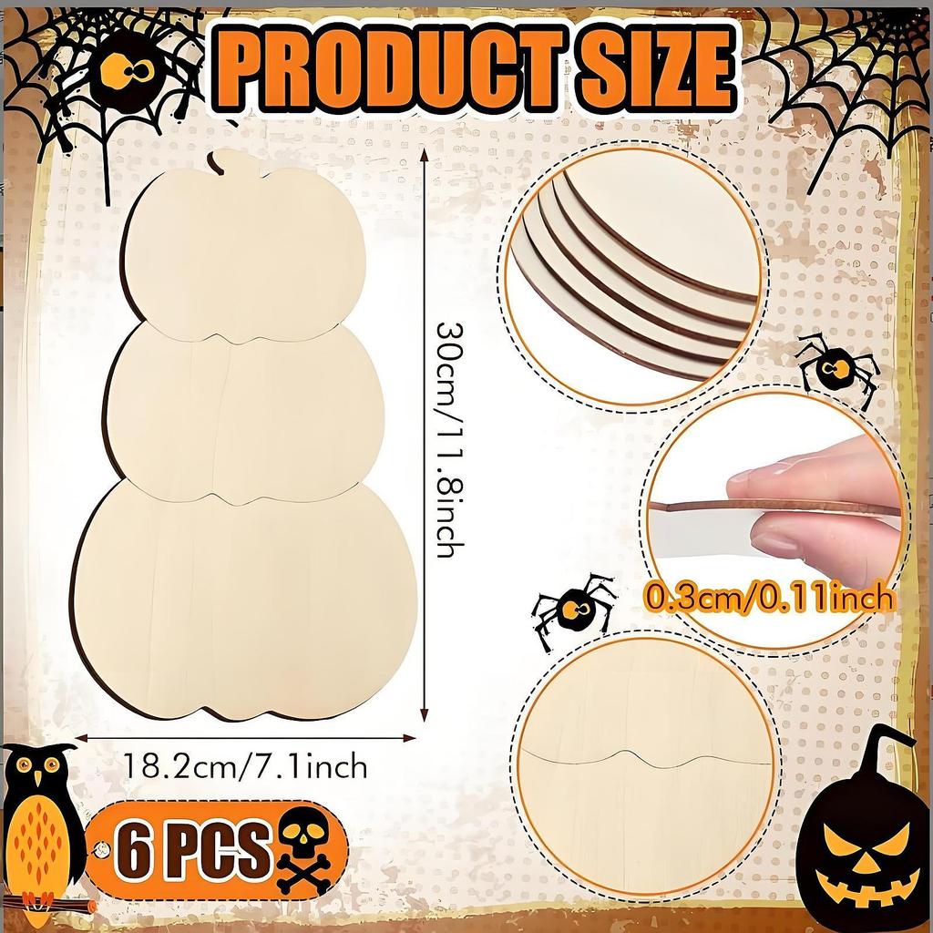 Unfinished Wooden Pumpkin Cutouts Discs DIY Blank Shapes Unpainted Ornaments for Painting