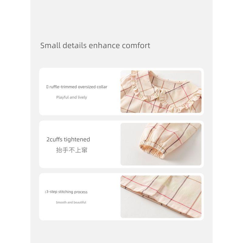 [Same Style as in the Mall] David Bella Children's Long-Sleeve Shirt 2026 Spring New Style Girls' Plaid Pure Cotton Top