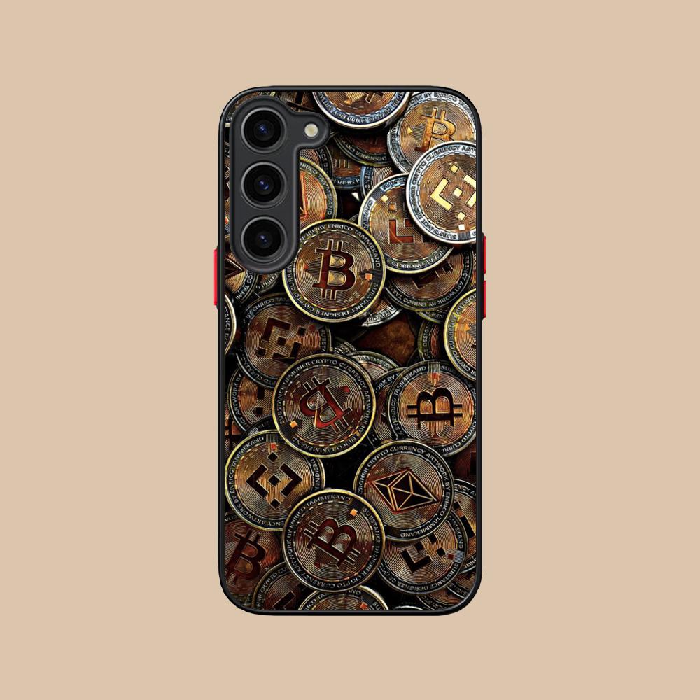 

Bitcion Pattern Phone Case for Samsung Galaxy S26 S25 S24 S23 S22 S21 Plus FE Ultra Skin Feel Shockproof Cover Galaxy S21 FE 5G