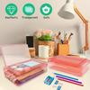 Large Capacity Double Layer Translucent Plastic Pencil Box with Snap-Tight Lid, Durable Hard Pencil Case for Pens, Pencils, School & Office Supplies