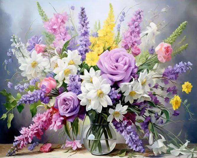Flowers Number Painting Diy Painting Kit For Adults Paint By Numbers Canvas Acrylic Painting Custom Paint By Number Gift paint