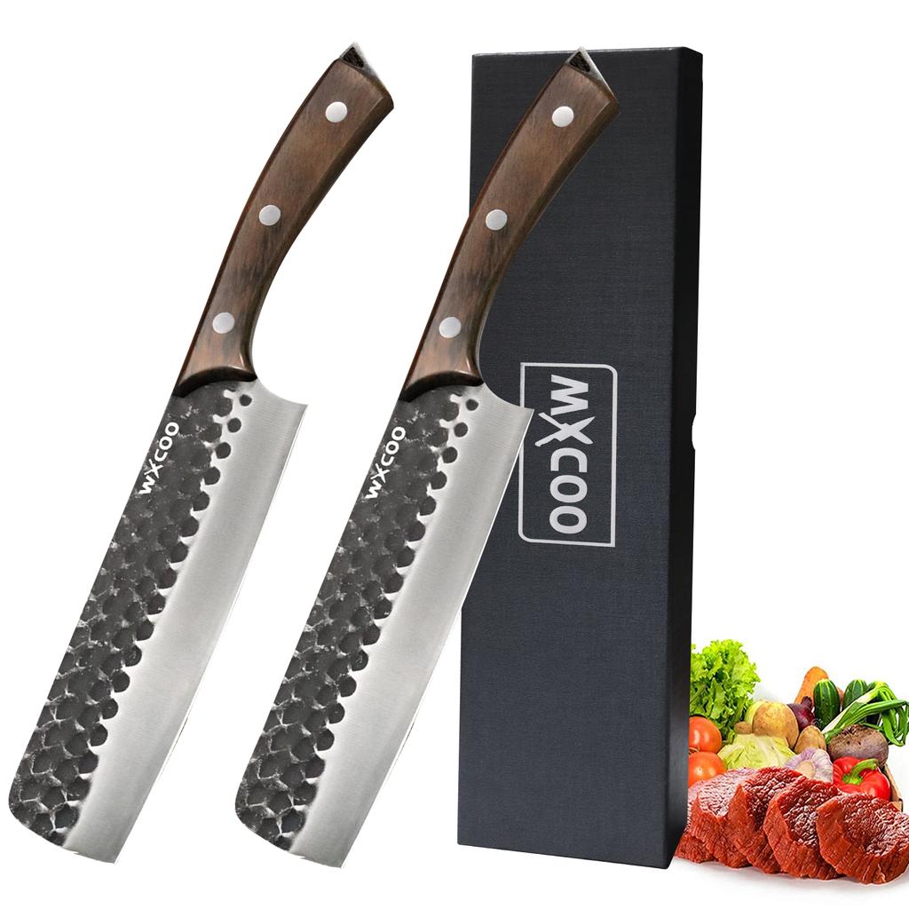 Professional Kitchen Knife Set Japanese Santoku knife Meat Cleaver Fruit Slicing Cooking Chef Knife Wooden Handle Utility Knife
