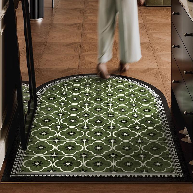 Entrance Carpet Pvc Waterproof Leather Door Mat Arched Floor Mats Green Retro Porch Carpets Home Decoration Rug Christmas Gifts