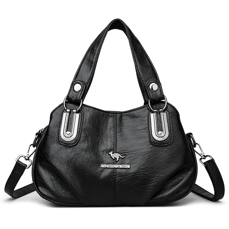 

Женская мягкая кожаная сумка большой вместимости, сумка для мамы среднего возраста, сумка через плечо чёрный