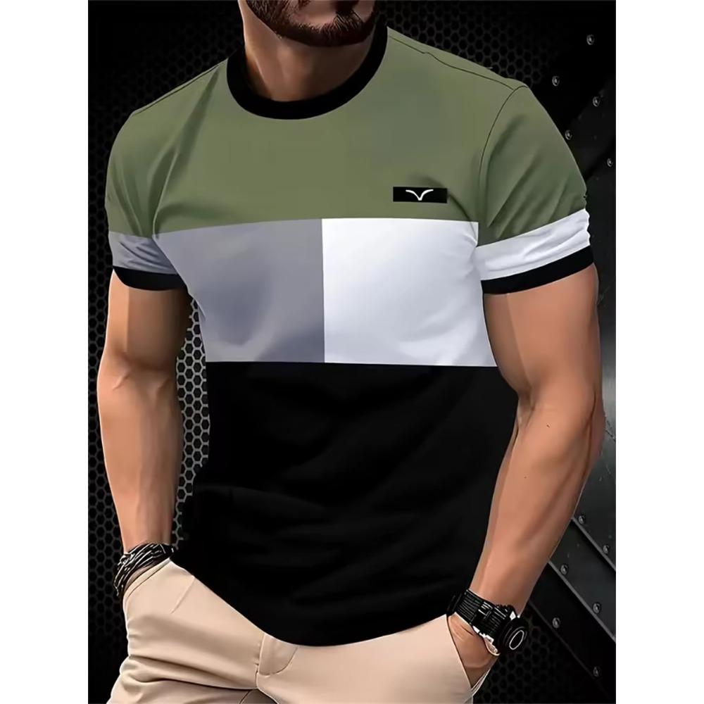 Men's 3D Printed T-shirt, Casual Round Neck Short Sleeved Top, Summer Fashionable T-shirt, Suitable for Daily and Vacation Wear