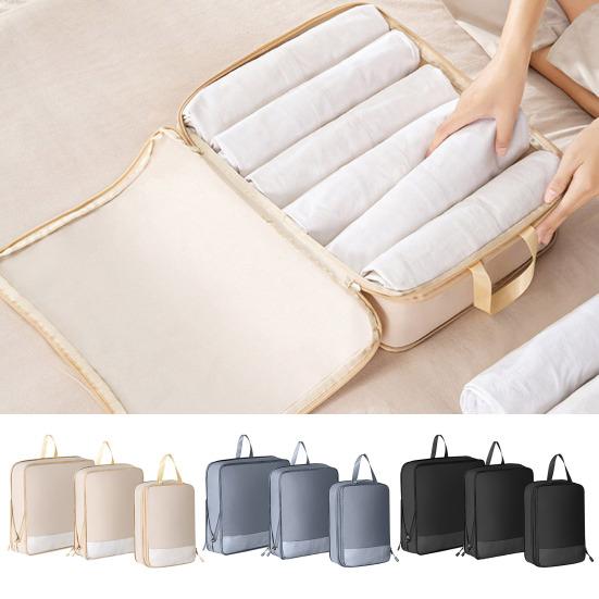 Bolsa de almacenamiento de 3 uds/4 Uds., conjunto de bolsas de embalaje de viaje, organizador de ropa de equipaje con doble cremallera para viajes de negocios y vacaciones