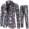 Print Suits Fashion Merry Christmas Men's Suits Jackets Casual Suit 2 Piece Suits(Blazers + Pants) Christmas Gift Set Men's Christmas Print Set Party