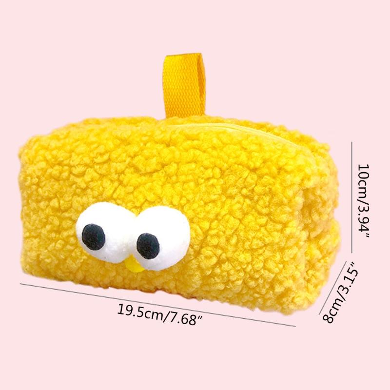 Portable Zipper Pencil for Case Multifunctional Cute Pen Pouch Fuzzy Plush Storage Bag for Travel Stationerys Small Craf