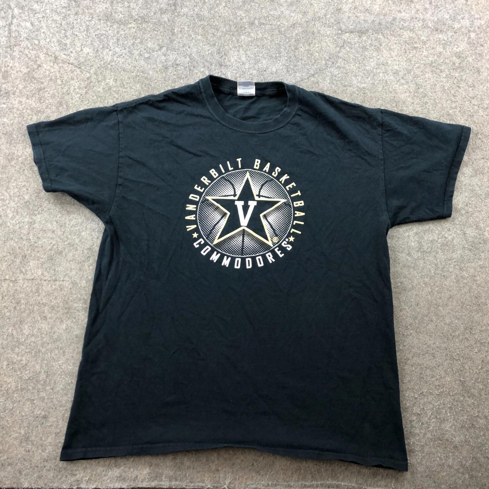 Vanderbilt Commodores Shirt Mens Large Black Gold Spell Out NCAA College L