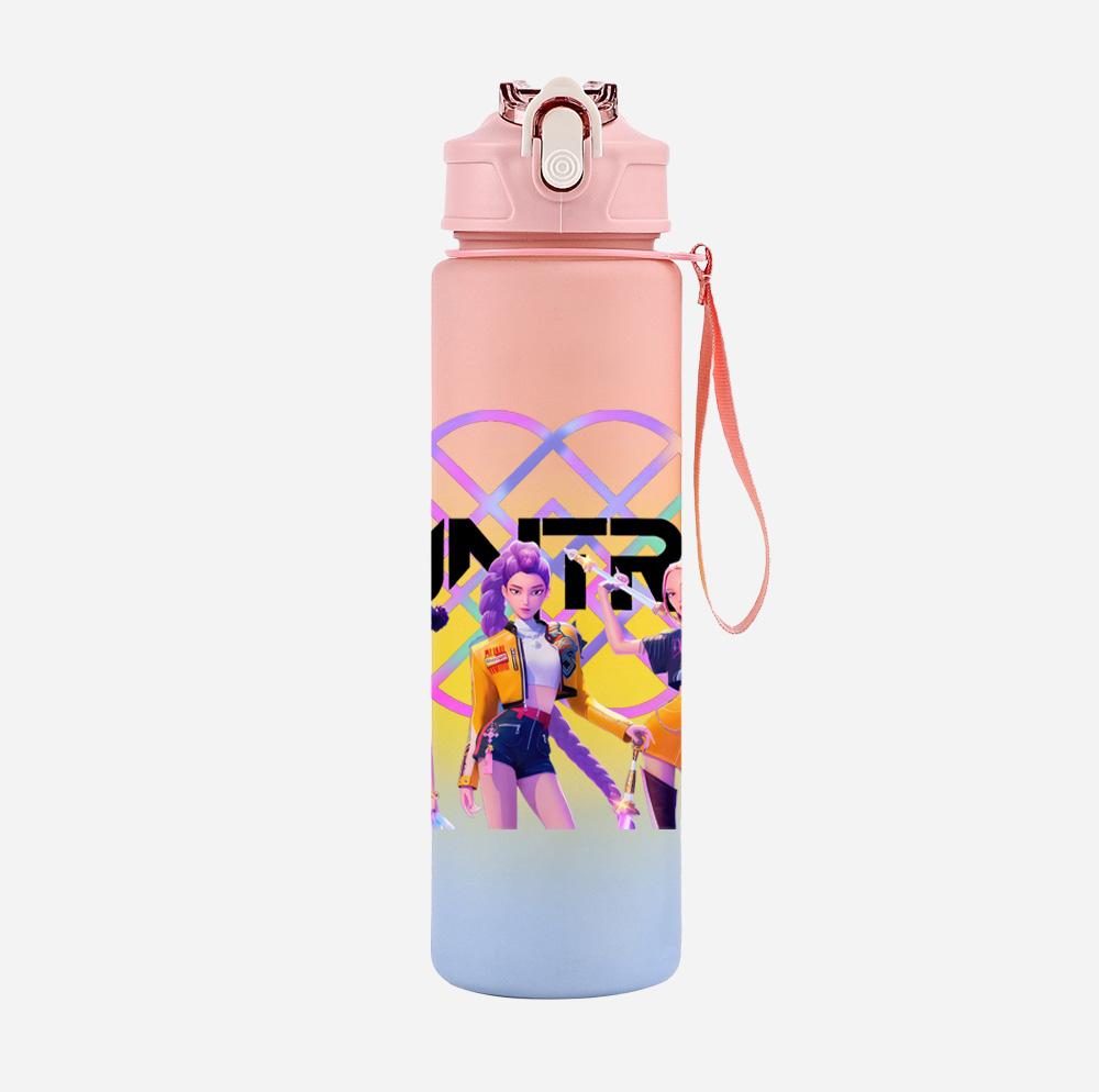 Cartoon K-Pop Dämonenjäger Bedruckte 750 ml Wasserflasche Große Kapazität Trinkbecher Tragbarer Outdoor-Sport Wasserbecher Kindergeschenk