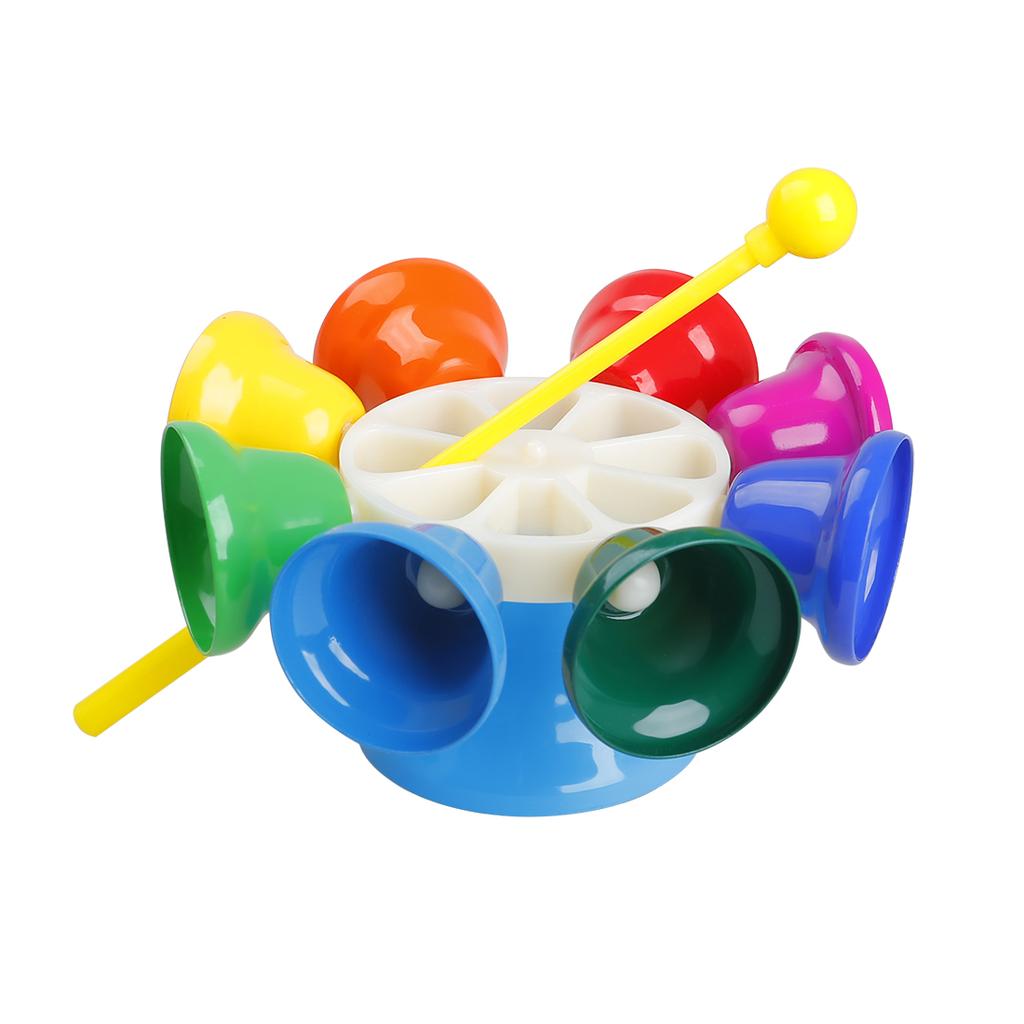 8 Note Diatonic Metal Bell Colorful Handbell Hand Percussion Bells Kit Musical Accessories for Kids Children for Learning