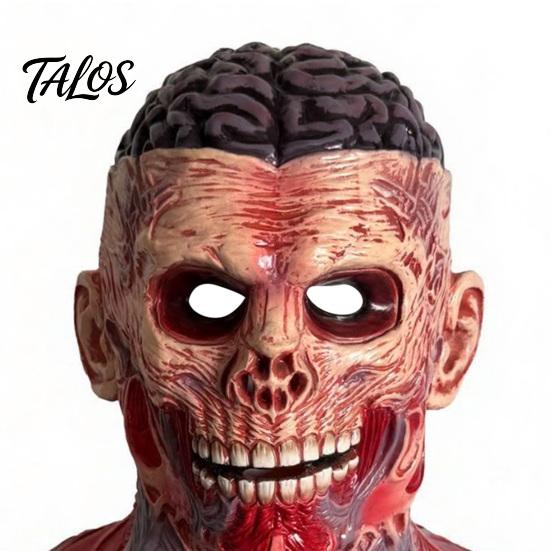 Professionelle Cosplay-Requisiten für Party, Gruseliger Zombie-Kopf-Maske, Horror-Latex-Vollhaube für Erwachsene, Realistisches Charakter-Kopfstück, Unheimliches Skelett, Halloween