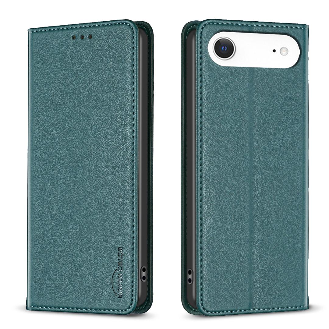 

For iPhone 17 Air Leather Case BINFEN COLOR BF18 Phone Stand Cover with Card Slots Green