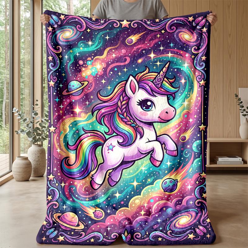 Rainbow Unicorn Fantasy Theme blanket Lightweight Warm Flannel Blanket Decorative Throw Blanket for Home Decoration