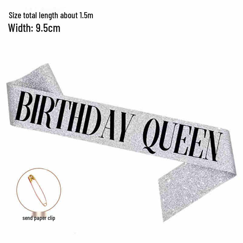 Hong Kong Style Birthday Queen Sash & Shoulder Strap for Photos