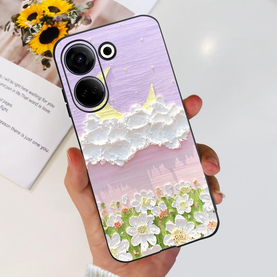 For Tecno Camon 20 Pro 4G 5G Case Cute Cat Cartoon Love Heart Liquid Silicone Shell For Tecno Camon 20 Premier Camon20 4G Funda