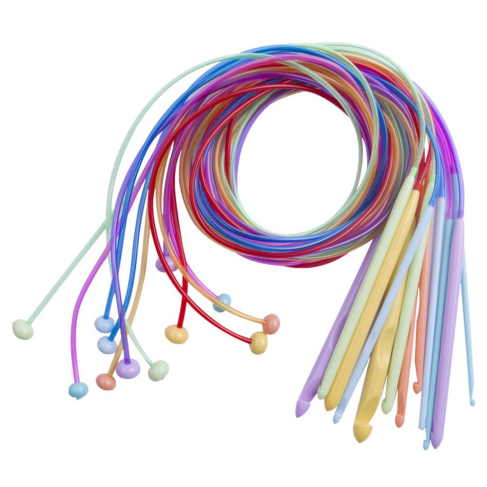 12Pcs Knitting Needles Tool Colorful Afghan Tunisian Crochet Hooks Set Flexible Multifunctional 120cm for Handicraft Enthusiasts