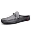 Hot Sale Mens Casual Muller Shoes Business Leather Men Half Slippers Summer Breathable Half Drag Slip-on Lazy Loafers Moccasins