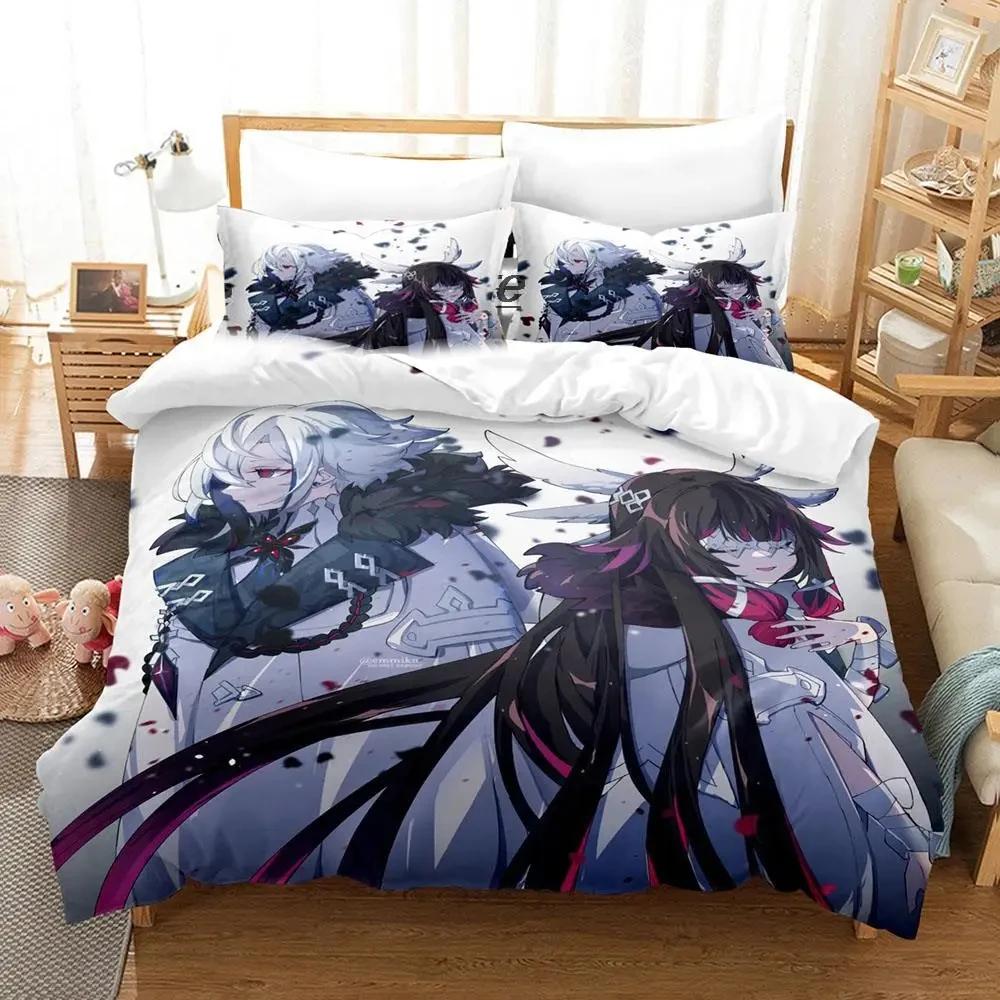 Anime Genshin Impact Arlecchino Bedding Set Duvet Cover Bed Set Quilt Cover Pillowcase Comforter king Queen Size Boys Adult
