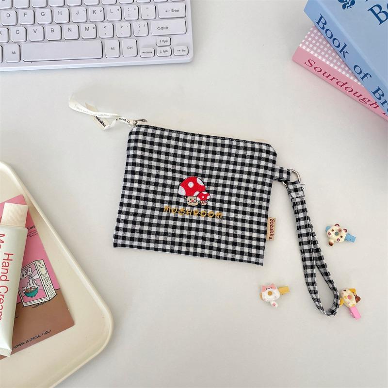 

58153 Cute embroidery storage bag, change bag, portable earphones, sundries, sorting bag, lipstick jewelry, coin storage
