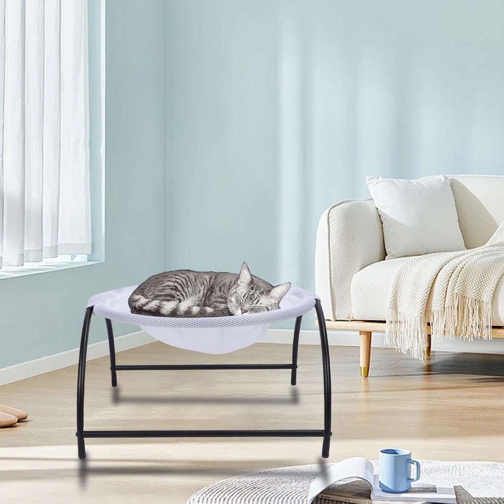 Elevated Cat Hammock Bed Breathable Mesh Removable Washable Stable Construction Pet Raised Swing Bed for Indoor Kitty