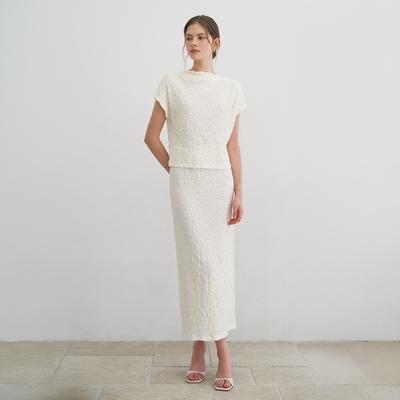 Mommet Powder Crinkle Banding Skirt Cream