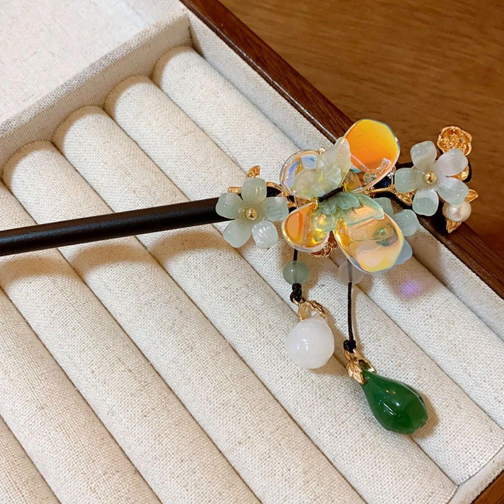 Wooden Hanfu Hair Chopsticks  Flower Hair Fork Elegant Chinese Style Hair Stick  Girls
