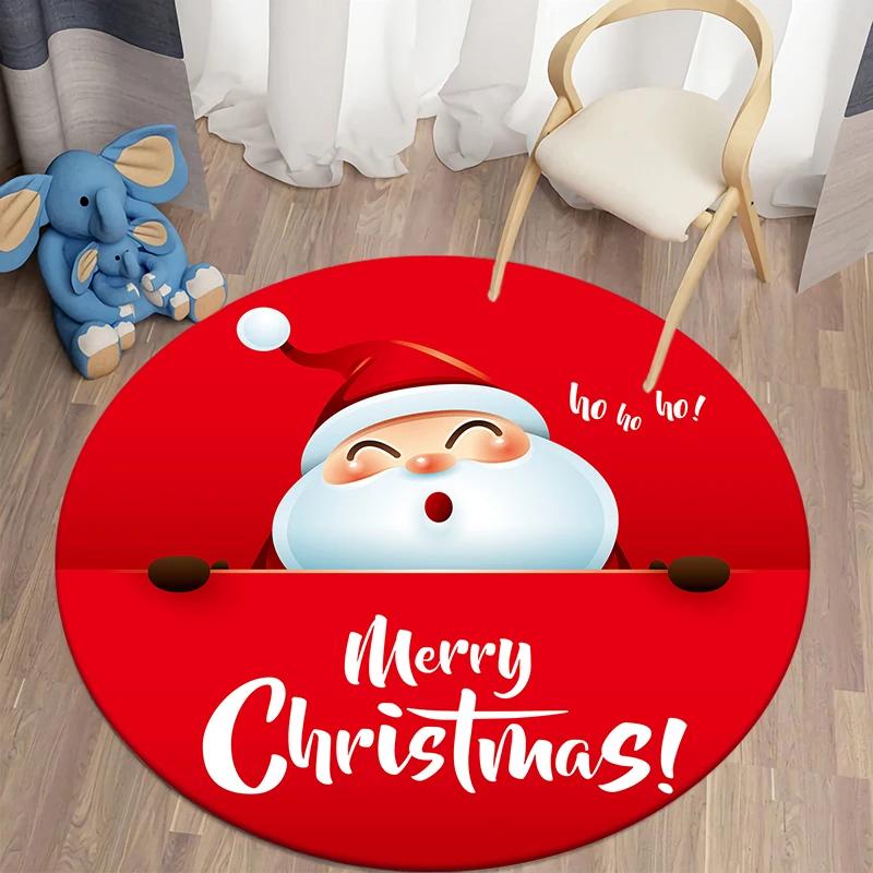 Christmas Decoration Kawaii Printed Round Carpet Home Bedroom Children's Living Room Floor Mat   Anti Slip