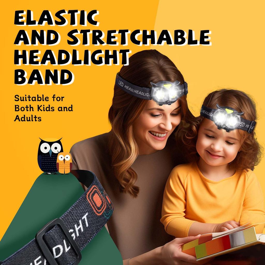 LED Kids Headlamp, COB Headlamp for Kids Boys Girls Flashlight Headlamp Battery Powered Lightweight Headlight Ideal Gift