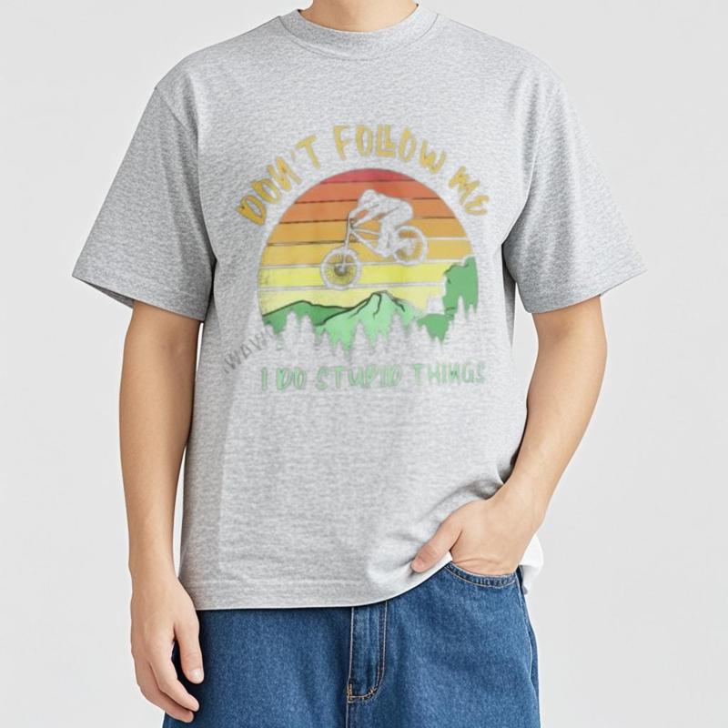 Dont Follow Me I Do Stupid Things Biking  Mountain Biker TShirt Aesthetic Clothes Oversized TShirts Mens Plain TShirts